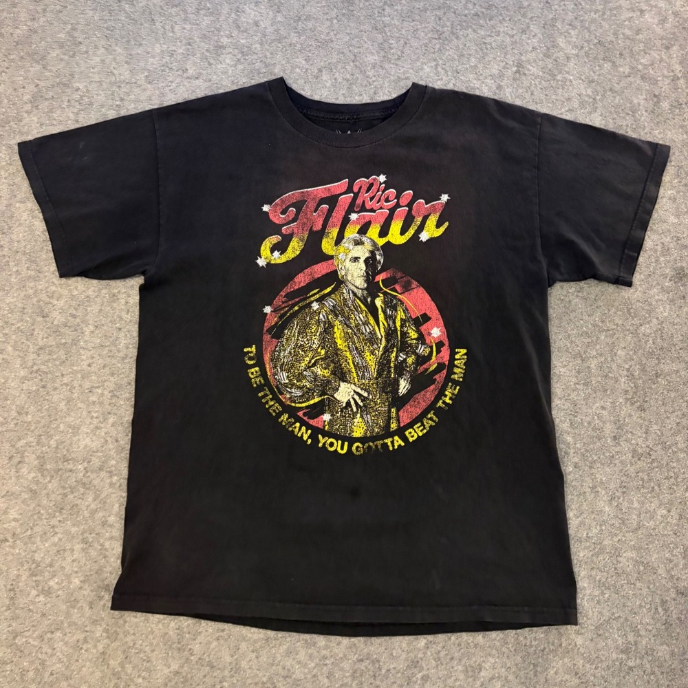 WWE Ric‎ Flair To Be The Man You Gotta Beat The Man Black T-Shirt Large Ripple